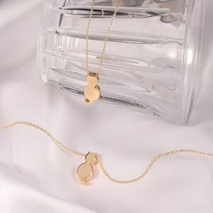 Cat Necklace Dainty Gold 14K Gold Plated Cat Necklace Birthday Gift for Her